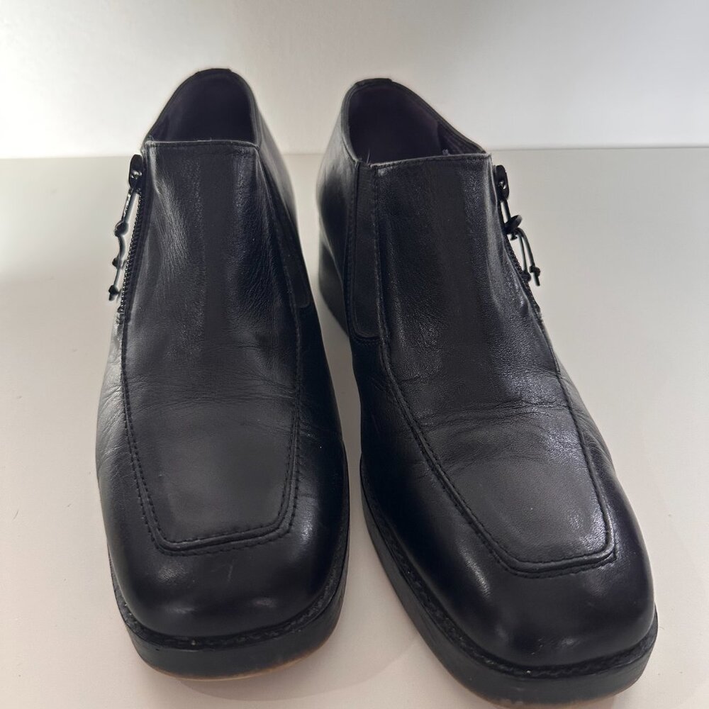 Donald J Pliner Shoes Womens 8.5 M Black Heels Booties Leather Boots Zip